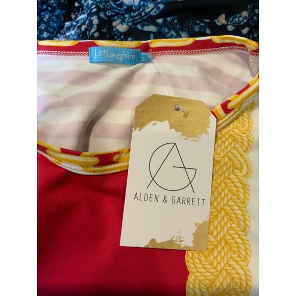 J. McLaughlin Red White Striped Chain Short Sleeve Top, Size S - Picture 5 of 5